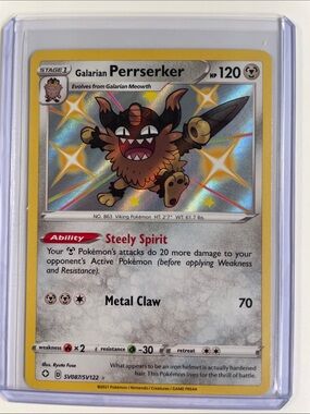 Pokemon Galarian Perrserker Holo Card - Yellow Border